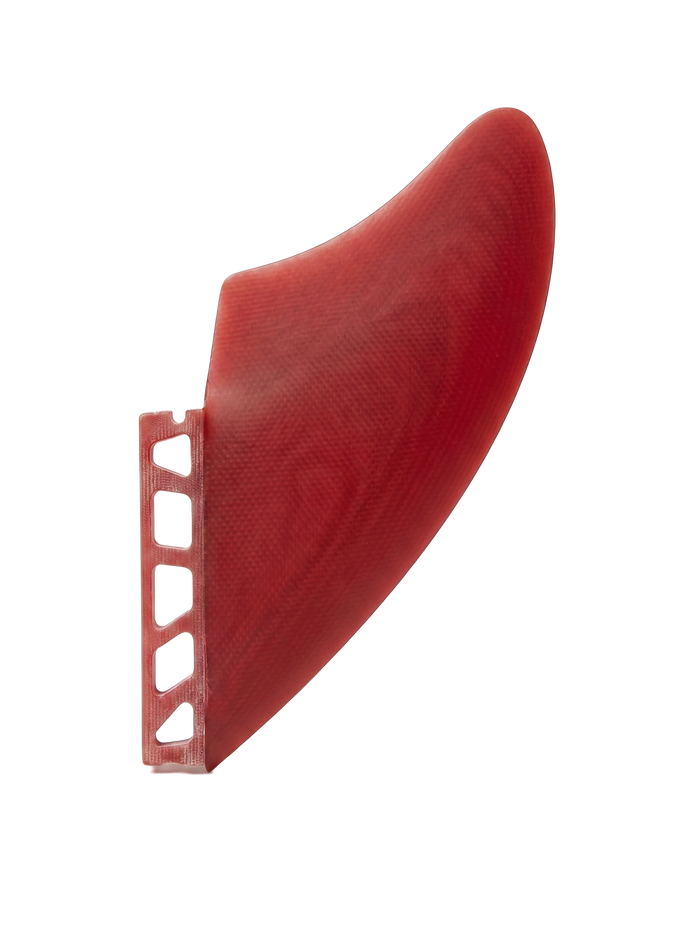 Cherry Red fibreglass keel fins for Futures-style boxes by Fin Blanks