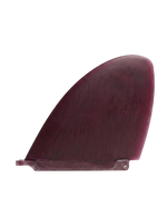 Burgundy fibreglass D-fin longboard fin for US Box by Fin Blanks