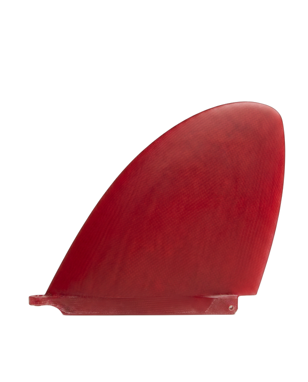 Cherry Red fibreglass D-fin longboard fin for US Box by Fin Blanks
