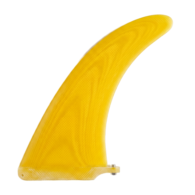 Sunshine Yellow fibreglass dolphin longboard fin for US Box by Fin Blanks
