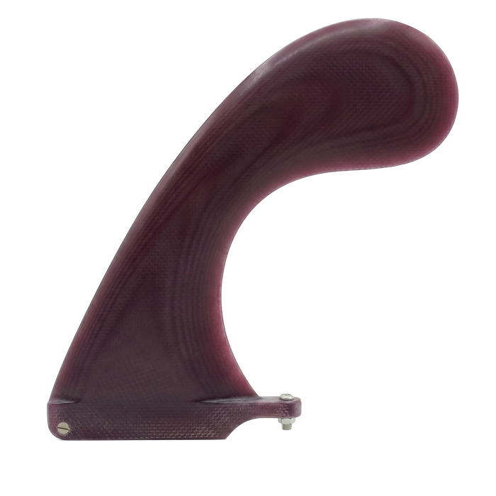 Burgundy fibreglass hamster longboard fin for US Box by Fin Blanks