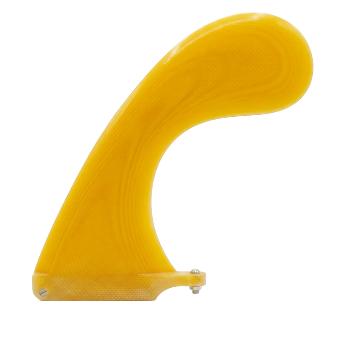 Sunshine Yellow fibreglass hamster longboard fin for US Box by Fin Blanks