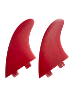 Cherry Red fibreglass MR-style twin fins for FCS I-style boxes by Fin Blanks