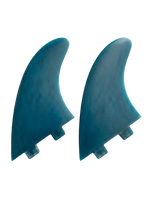 Petrol Teal fibreglass MR-style twin fins for FCS I-style boxes by Fin Blanks