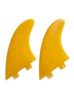 Sunshine Yellow fibreglass MR-style twin fins for FCS I-style boxes by Fin Blanks